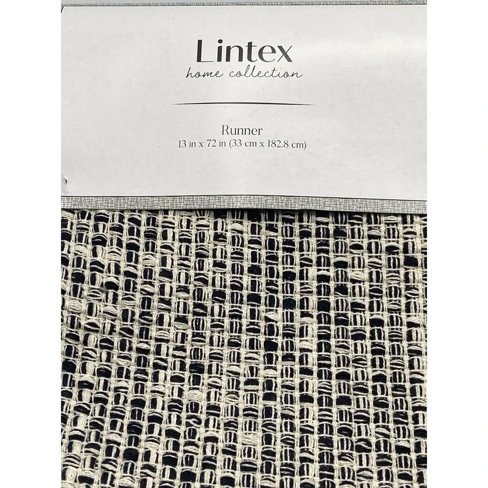 Lintex Home Solana Black Cream Table Runner 13 x 72‎ Woven Cotton